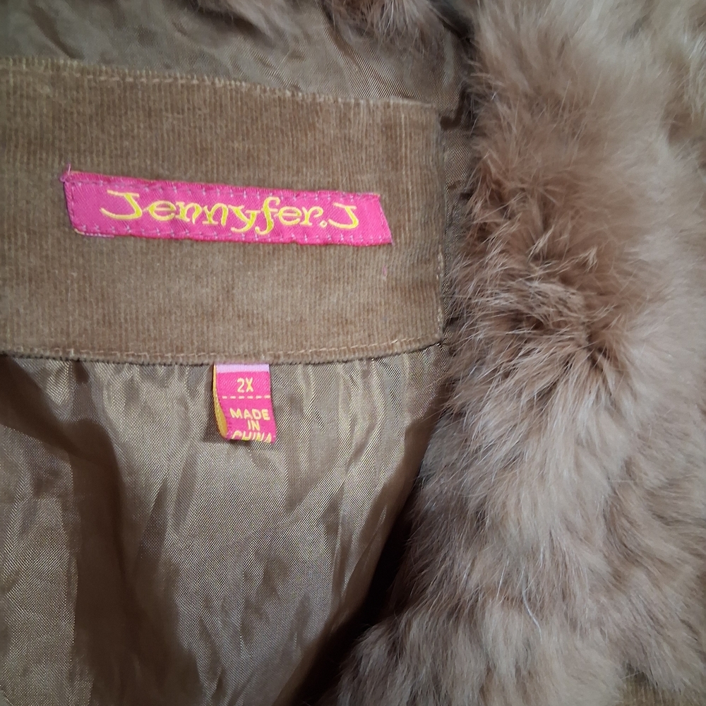 Brown Rabbit Fur Utility Jacket Xl - Picture 5 of 8